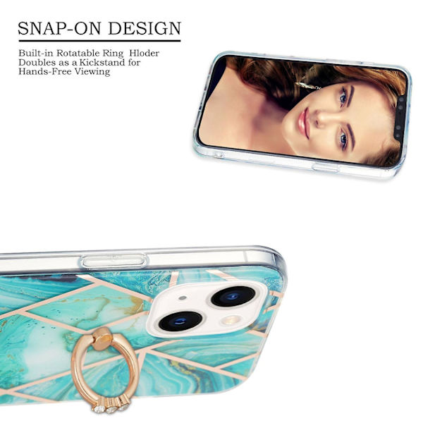 TPU- case med skarvmarmormönster för iPhone 15 Blue