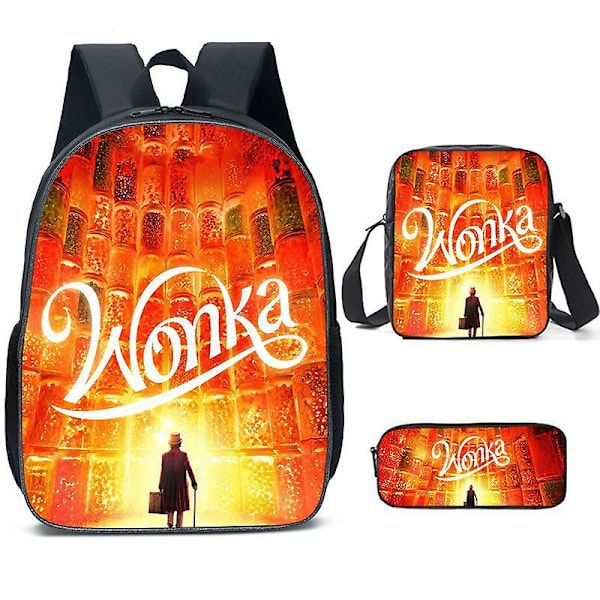 Wonka Skolväska Ryggsäck Student 16-tums Wonka Series Barn Skolväska Tredelad Set Ryggsäck Style Wonka  2 Three piece Set