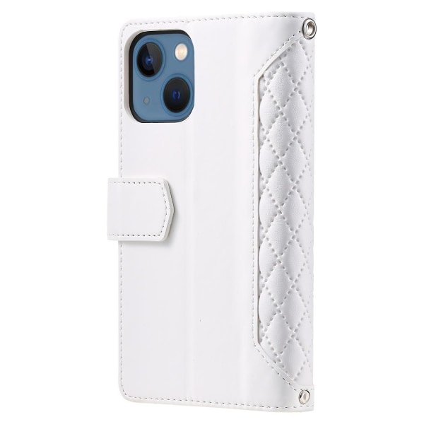 Grid Texture Zipper Case för iPhone 15 White