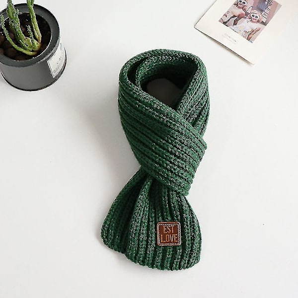 Småbarn Barn Halsduk Pojkar Flickor Vinterstickade Varma Halsdukar Hals Warmer_mi green