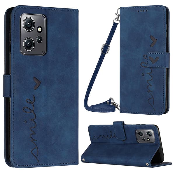 För Xiaomi Redmi Note 12 4g hjärtformad phone case Cover med axelrem Sapphire