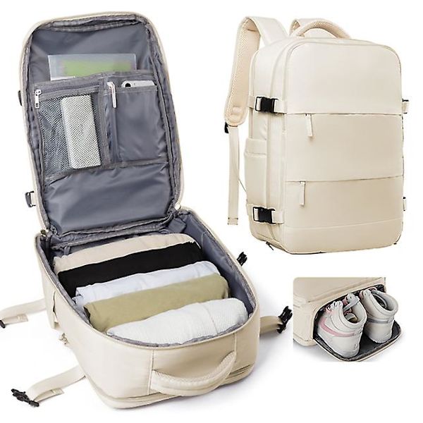 Vattentät reseryggsäck Flygplan bärbar ryggsäck Stor kapacitet Multifunktionsbagage Lättviktspassform 17 tums bärbar dator 17.3inch white