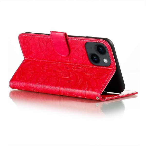 Lace Flower Phone case för iPhone 15 Red