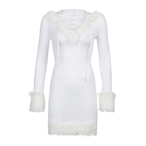 Mrs Santa Claus Kostym för kvinnor Mini Sleeve P Trim Santa Suit Outfit A White L