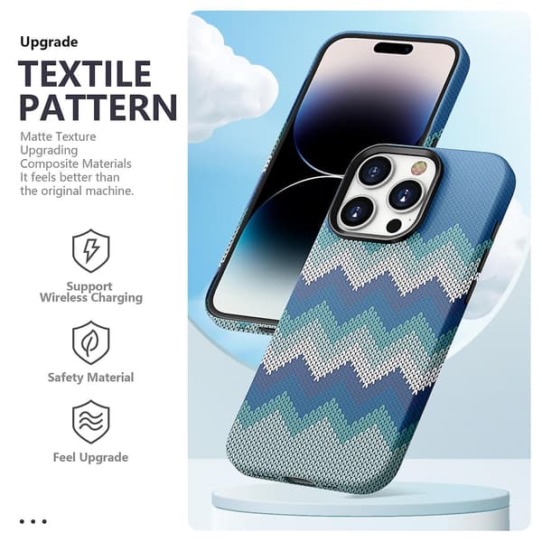 Textile Texture Matt Case för iPhone 15 Pro Blue