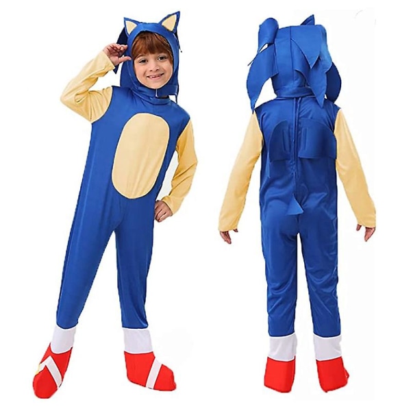 4-12 år Anime Filmkaraktär Cosplay Barndräkt Blixtsnabb hjälte Jumpsuit Ge en gåva av handskar A1 L(130-140CM)