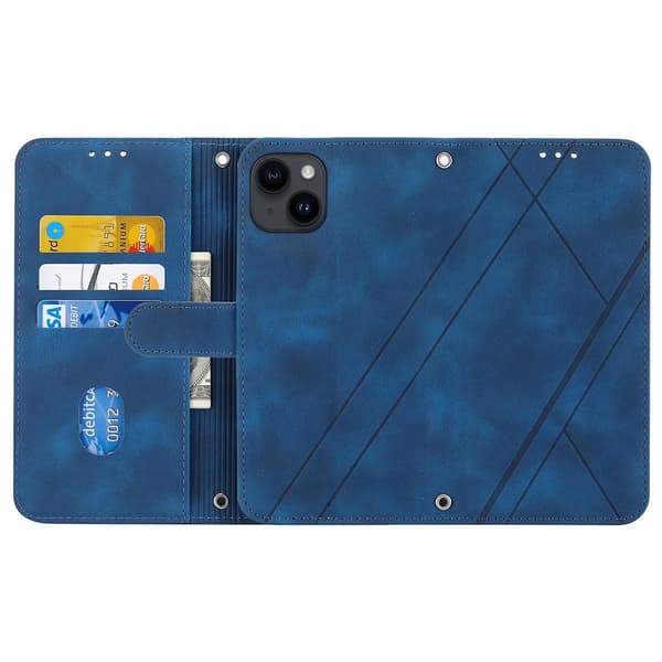 Case med präglat linje för iPhone 15 Blue