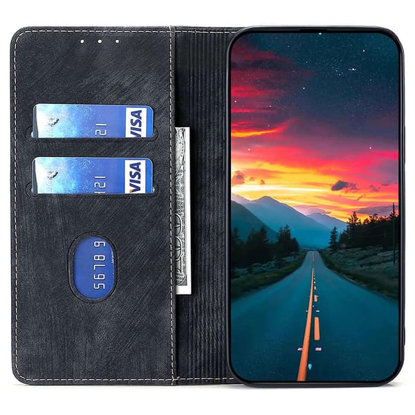 För Xiaomi 13 Ultra Rfid Blocking Phone Case Pu Läderställ Cover Black
