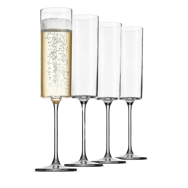Glas Champagne 4 Pack 6-ounce Champagneglas 4st Set, Premium Square Edge Blåst Glas Vinglas The Best null none