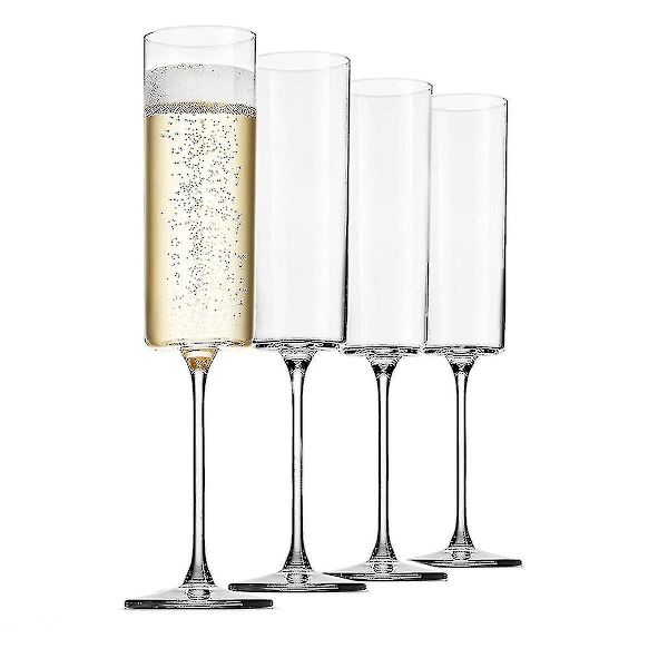 Glas Champagne 4 Pack 6-ounce Champagneglas 4st Set, Premium Square Edge Blåst Glas Vinglas The Best null none