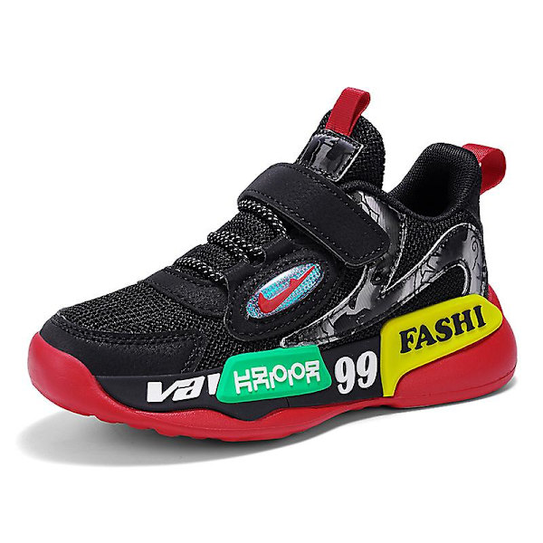 Sneakers för barn Andas löparskor Mode Sportskor L888 BlackRed 38