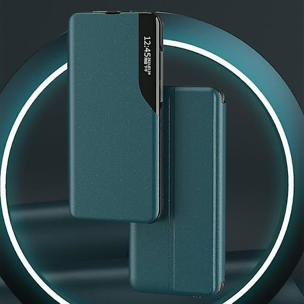 Läderfodral med case för iPhone 15 Green