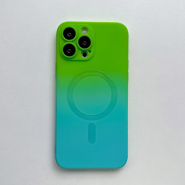 Gradient Color Magsafe- case kompatibelt med Iphone 15 Pro Max, Soft Tpu Slim anti-scratch Shockproof Cover Green-Blue For iPhone 15 Pro Max