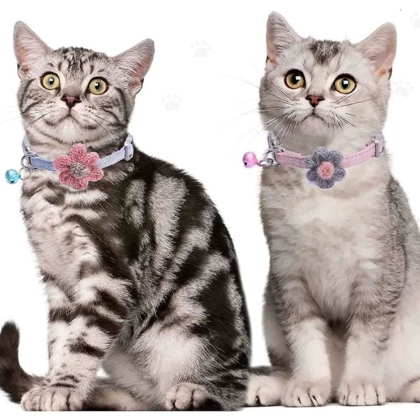 Katthalsband med blomma och klocka, kattungehalsband för små hundar och katter Säkerhetshalsband för kanindjur null none