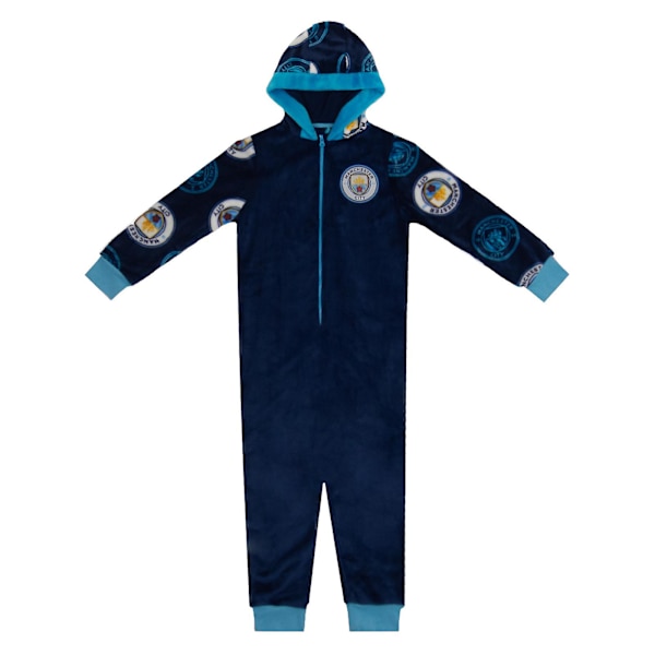 Manchester City FC Boys Pyjamas Allt-i-ett Loungewear Barn OFFICIELL gåva Navy Blue 6-7 Years