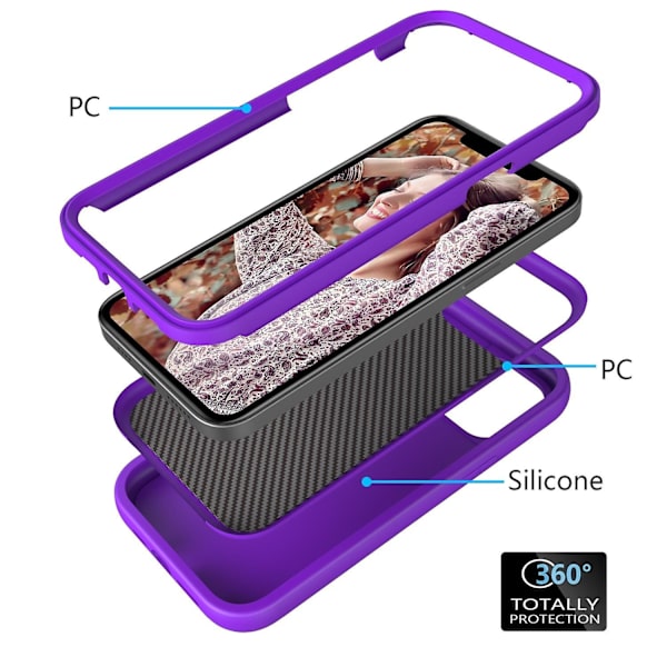 Silikon + PC- case för iPhone 15 Purple