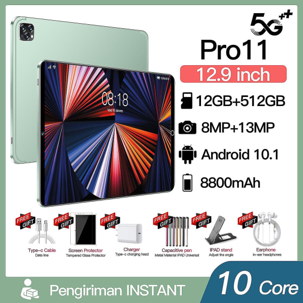 Pro11 12gbram + 512gbrom 12,9 tum Android OS 12.0 Green