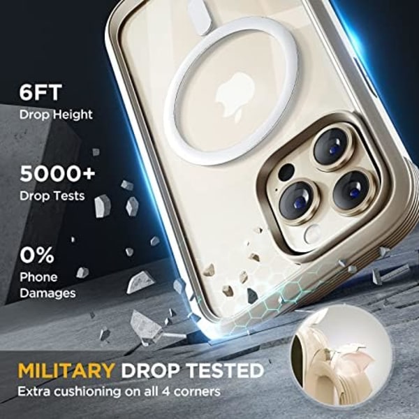 Miracase Glass Series Designad för iPhone 14 Pro Max Case 6,7 tum, [2023 Upgrade] Bumper Case med inbyggd 9H härdat glas Scr Bean Yellow-B