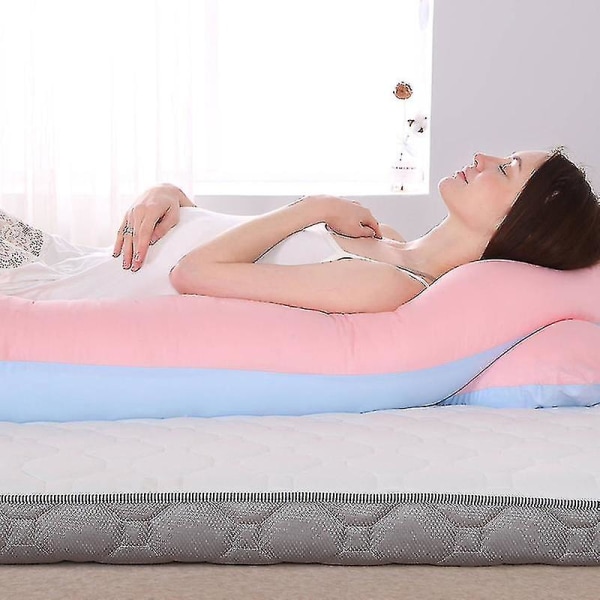 U-formad case för gravida kvinnor för hela kroppen Sovstöd för gravida kvinnor (inget filler, just case) Pink Blue