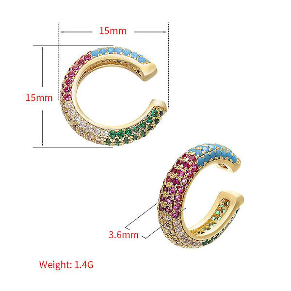 C-formad Cz Zirconia Öronklämma Hip Hop Trendig Koppar Inlagd Ear Cuff Fo SHED002-1 none