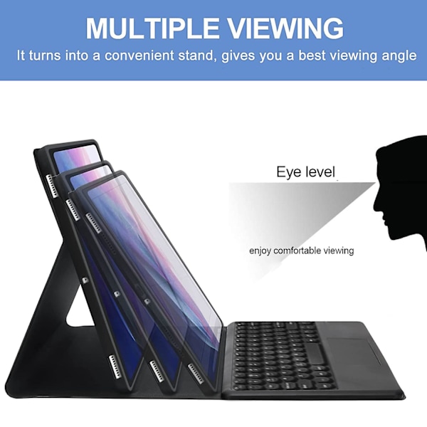 För Samsung Galaxy Tab S7 Fe / S7 Plus / S8+ Trådlöst Bluetooth case Anti-fall cover med pekplatta Black