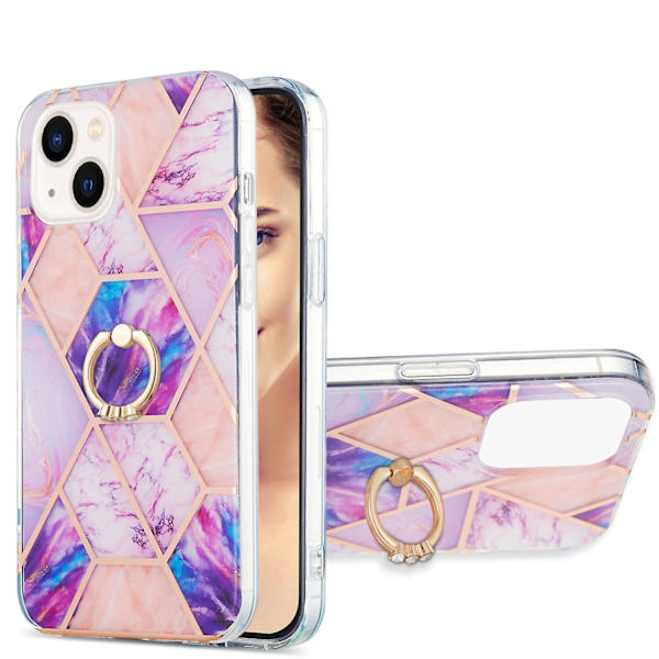 TPU- case med skarvmarmormönster för iPhone 15 Light purple