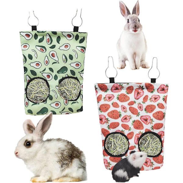 2 delar kaninhömatarpåse, hömatarpåse för små djur Marsvinshömatare Chinchilla hängande matarpåse Bunny Hay Dispenser Förvaring S
