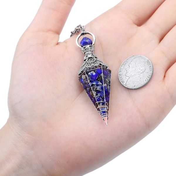 Chakra Crystal Pendel Hexagonal Reiki Healing Crystal Points Ädelsten Dowsing Pendel för spådom Scrying Wicca Lapis Lazuli