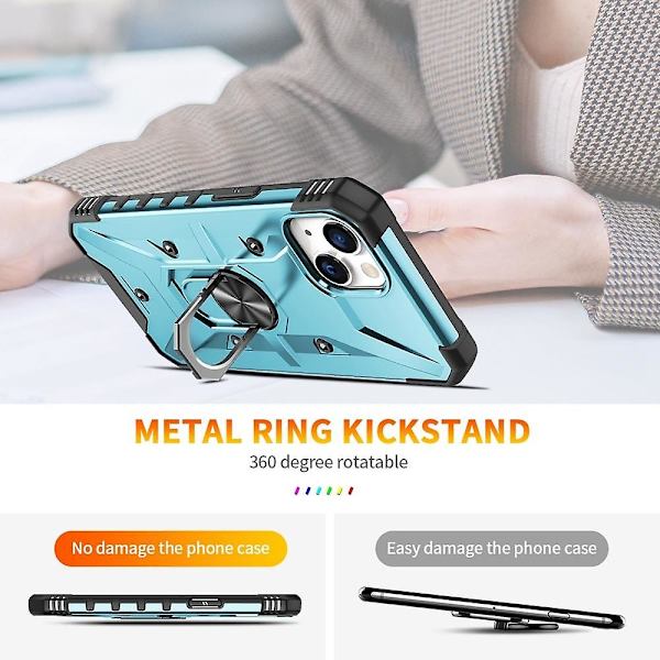 För iPhone 15 Plus Ring Hållare Phone case Light blue