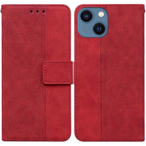 Geometriskt präglat case för iPhone 15 Plus Red