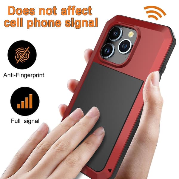 Phone case i metall + silikon för iPhone 15 Pro Red