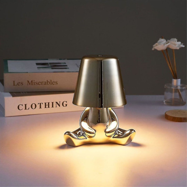 Bedside Touch Bordslampa, Guld Thinker Lamp Skrivbordslampa Sladdlös Uppladdningsbar Bärbar Dekorativ Nattbordslampa Med USB laddning gold F