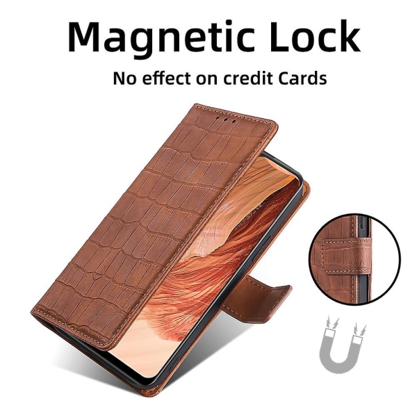 För Xiaomi 13 Ultra Flip phone case Crocodile Texture Pu Läder Skin-touch cover Brown