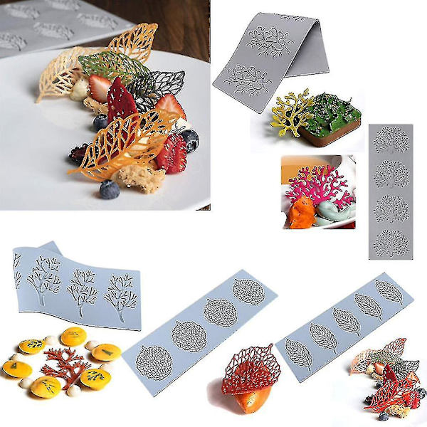 5 st/ set Coral Leaf Spetsmatta Form Sugar Craft Silikonpad Mould null none