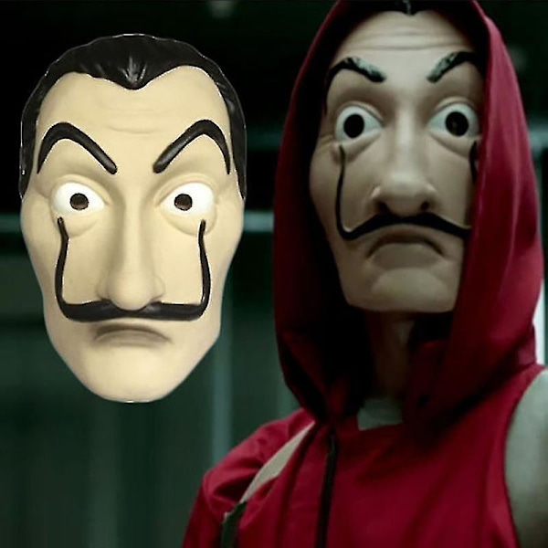 Salvador Dali La Casa De Papel Fancy Dress Kostym Money Heist Cosplay Jumpsuit Mask Party Rollspel Prestanda Outfit Costume and Mask 2XL