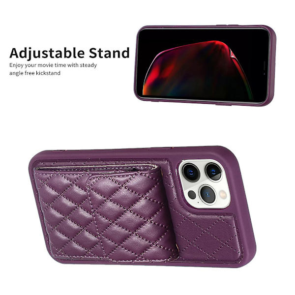 Bf22-stil case för Iphone 12 Pro Max Pu Läderbelagd Tpu Kickstand Cover Dark Purple