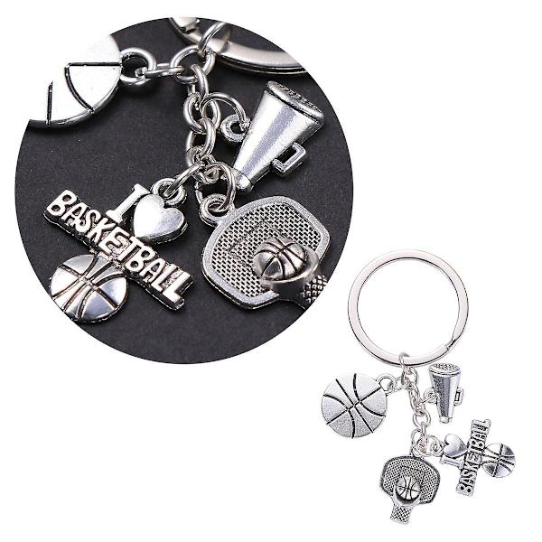 Baskettema Hjärtformat hänge cheerleader nyckelring Kreativ metalllegering nyckelring Fashionabla presenthängande hängsmycke för flickor