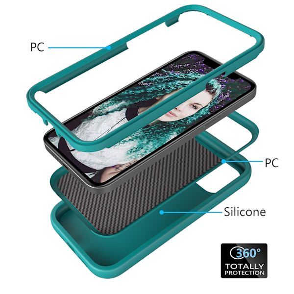 Silikon + PC- case för iPhone 15 Plus Dark green