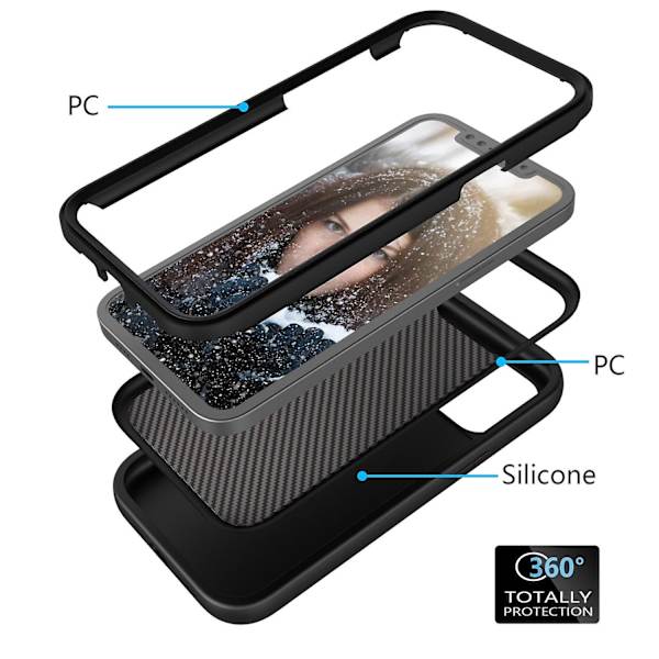 Silikon + PC- case för iPhone 15 Black