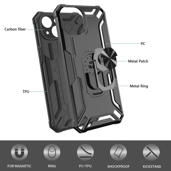 2 i 1 phone case för iPhone 15 Multicolor