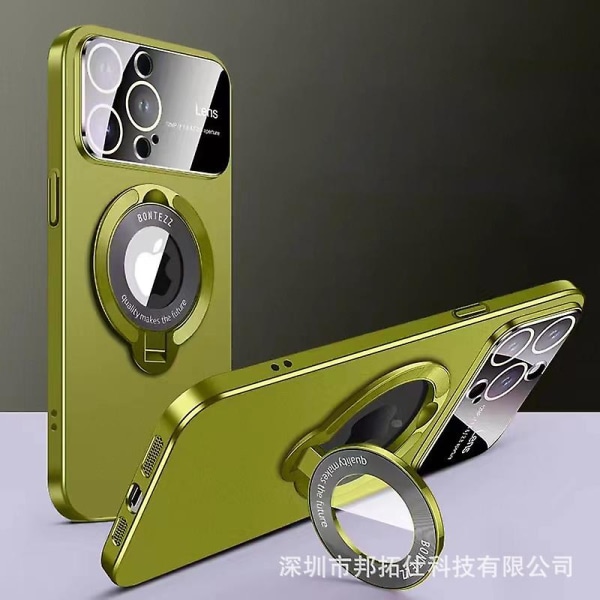 Phone case kompatibelt Iphone 15 Pro Max/15 Pro/15 Stort fönster med magnetiskt fäste för läckageetikett, 15 Pro Max case Green for iPhone 15