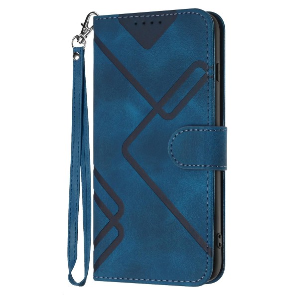 Line Pattern PU case för iPhone 15 Plus Blue