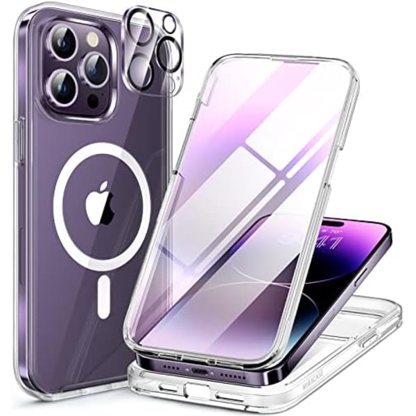 Miracase Glass Series Designad för iPhone 14 Pro Max Case 6,7 tum, [2023 Upgrade] Bumper Case med inbyggd 9H härdat glas Scr Clear-B