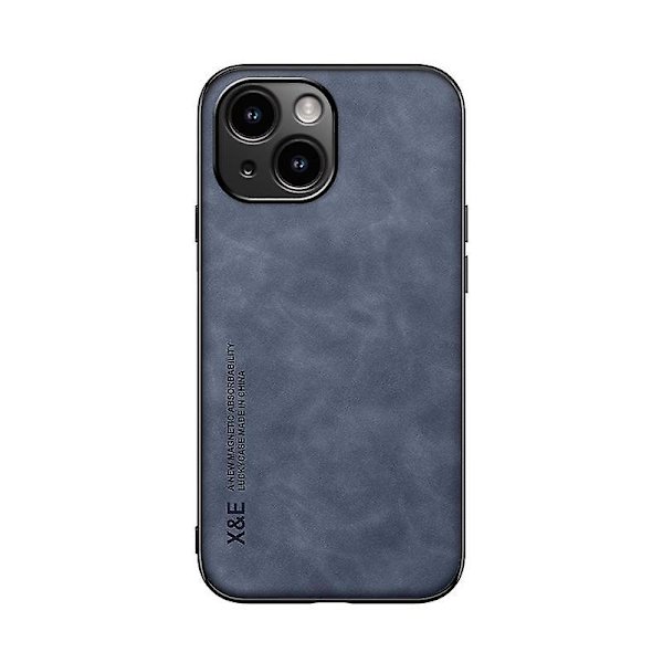 Magnetisk läderbaksida phone case för iPhone 15 Blue