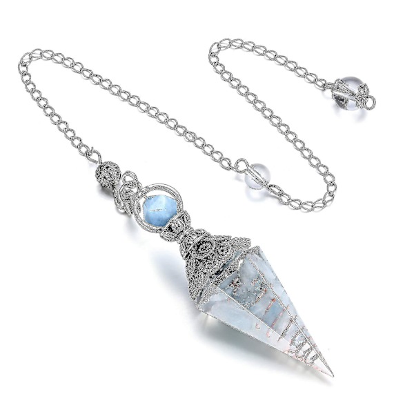 Chakra Crystal Pendel Hexagonal Reiki Healing Crystal Points Ädelsten Dowsing Pendel för spådom Scrying Wicca Aquamarine