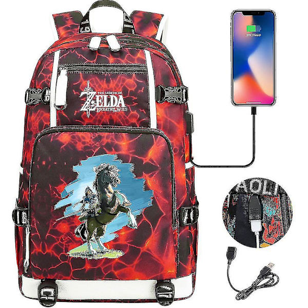Zelda Breath Of The Wild Eye Game USB ryggsäck - Cosplay skolväska för Botw-fans - Unisex bärbar väska för resor och spel, perfekt för stud 4