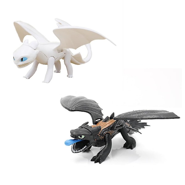 Train Dragon 3 Dold Värld Tandlös Nattdocka Pvc Svart Vit Drake Actionfigur Modell Leksak Pojkar Leksak Present White