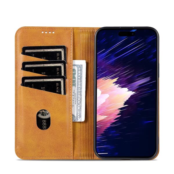AZNS Calf PU case för iPhone 15 Light brown