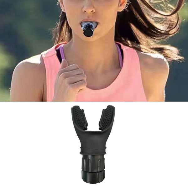 Bärbar Lung Exerciser Expander Device Lungkapacitet Absolut Breaking Motion Trainer Justerbart motstånd med silikon munstycke Svart
