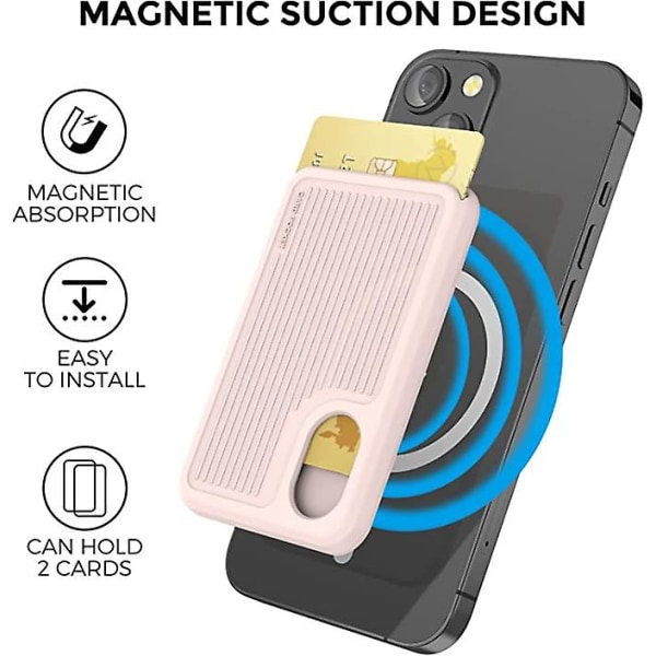 Korthållare för baksidan av telefonen för Magsafe Strong Magnetic [rfid Shielding] Silikonplånbok kompatibel med Iphone 14/ pro Max/mini pink